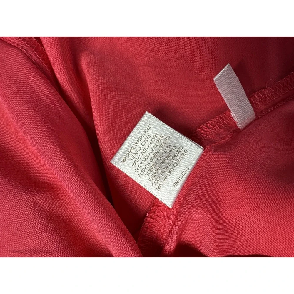 Eva Mendes NY & Co‎ Dress Womens 14 Pink Chiffon Swing Long Sleeve Keyhole